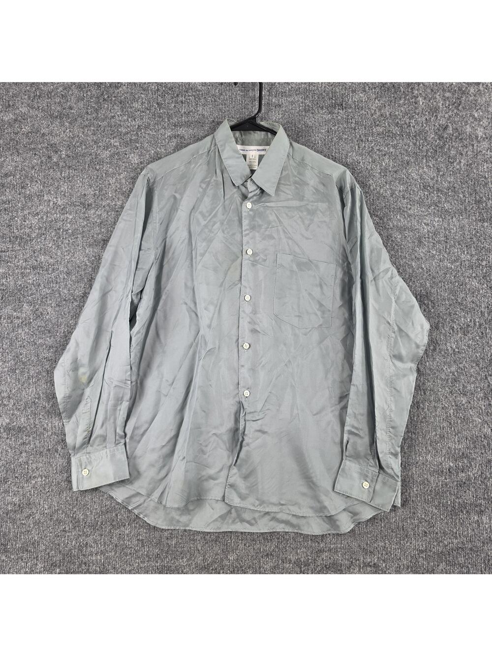 Vtg Comme Des Garcons SHIRT Men Small Gray Cupro Button Up Office Work Luxury